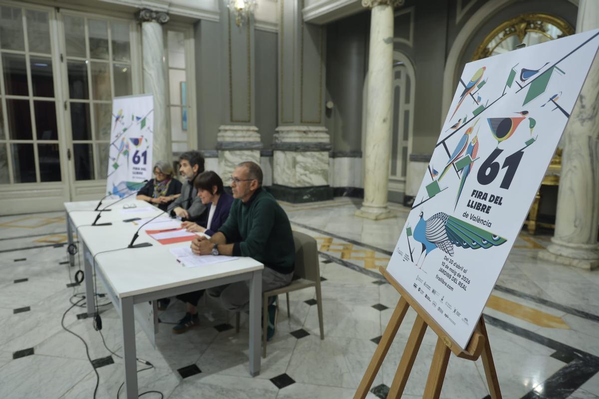 Virginia Lorente, Pau Pertegaz, Maria Bravo, José Luis Moreno y Juan Pedro Font de Mora en la presentación de la Fira del Llibre.