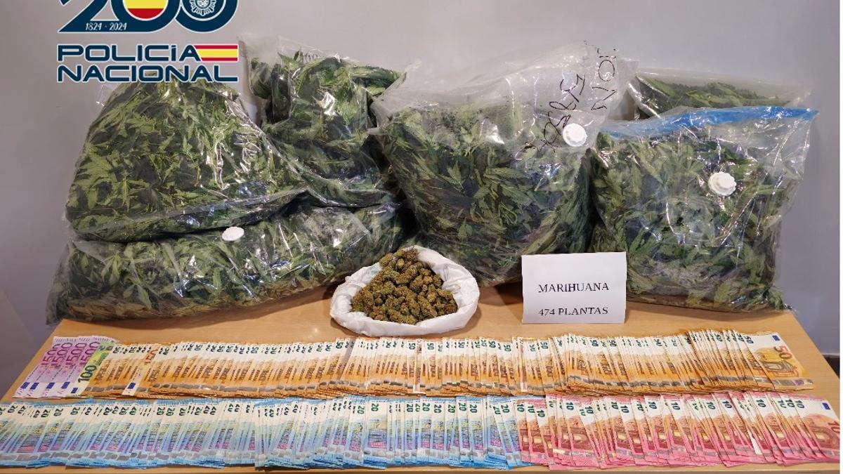 Imagen de la droga y el dinero intervenido en el chalet de las afueras de Castelló.