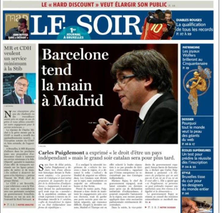 'Barcelona tiende la mano a Madrid', dice el belga 'Le Soir'