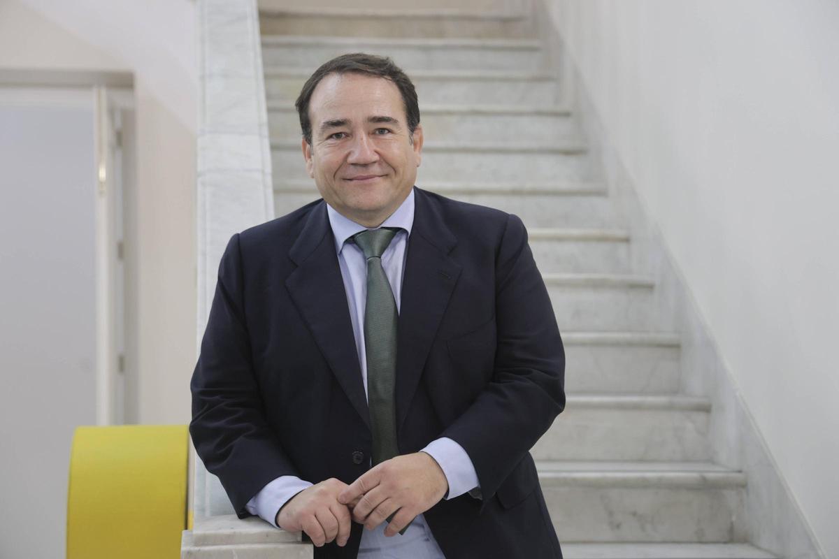 Manuel Illueca, presidente del ICO, el pasado día 18 en la sede de la patronal CEV en València