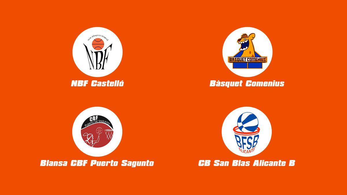 NBF Castelló, Bàsquet Comenius, Blansa CBF Puerto Sagunto y CB San Blas Alicante B disputan la Copa Júnior Femenino Preferente.