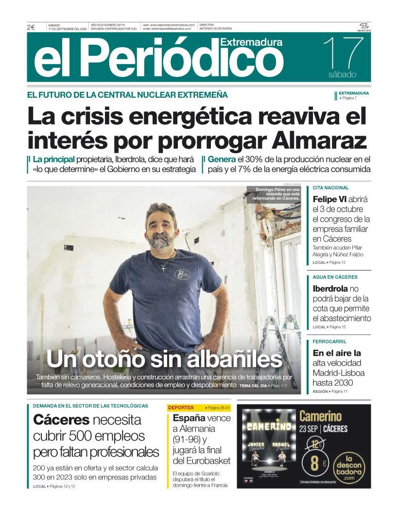 Consulta la portada correspondiente al día 17 de septiembre de 2022