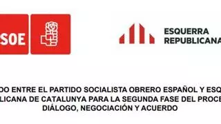 Texto íntegro del acuerdo entre PSOE y ERC para la investidura de Pedro Sánchez