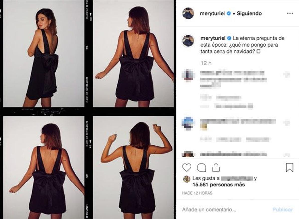 Mery Turiel con vestido negro con lazo a la espalda de Zara