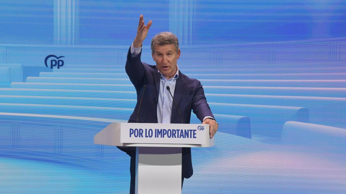 Feijóo, en Palexco durante la clausura de la XXVIII Interparlamentaria del PP.