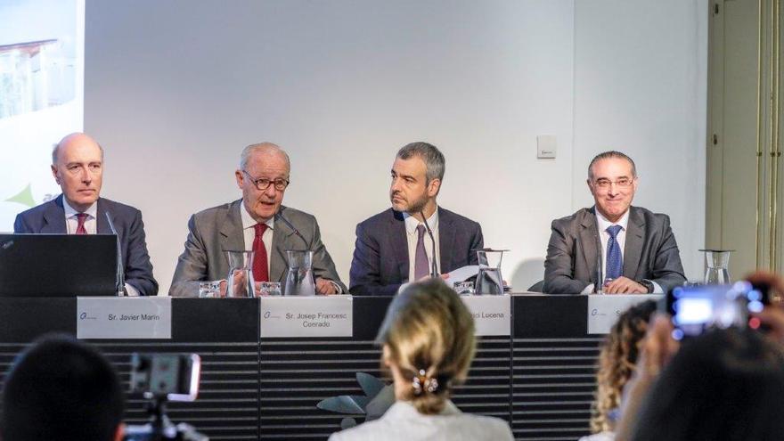 Javier Marín, Conrado de Villalonga, el presidente de Aena, Maurici Lucena, y José Antonio Álvarez.