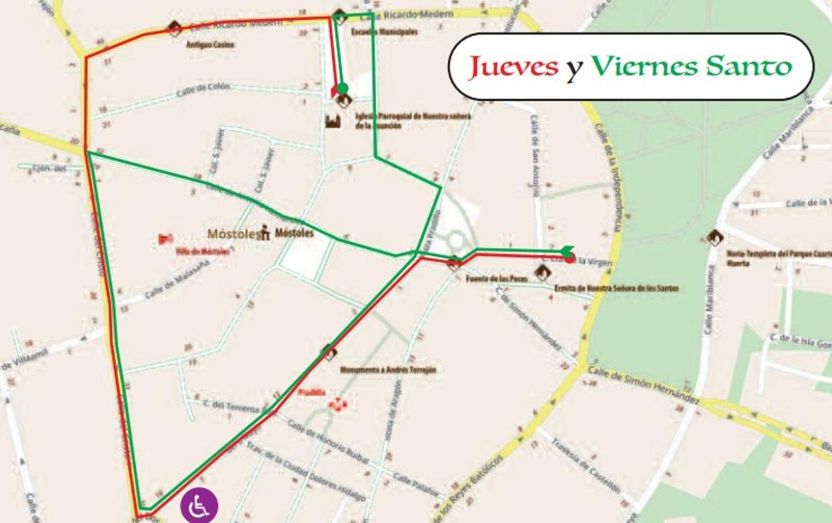 Recorrido de la Procesión de Noche del Jueves Santo