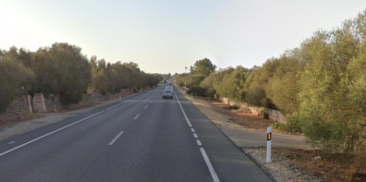 Tramo de la carretera entre Campos y Santanyí donde se produjo el accidente.