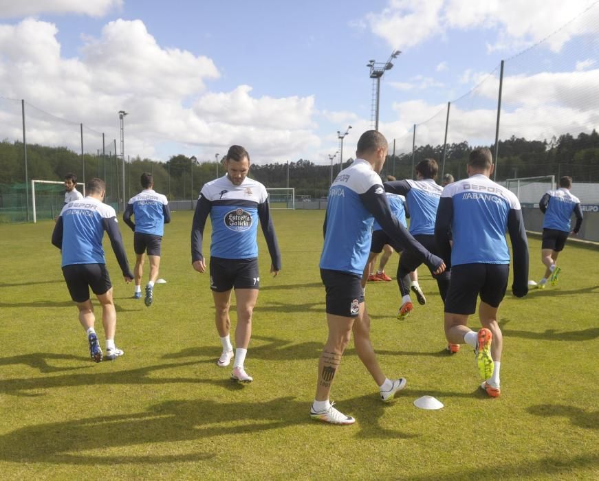 Sesión del Dépor antes del duelo ante el Getafe