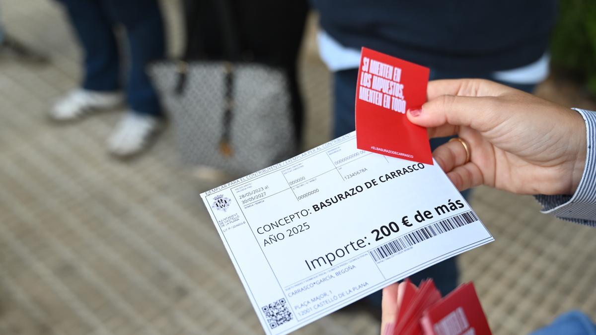 Imagen de las papeletas que reparte del PSPV en Castelló.