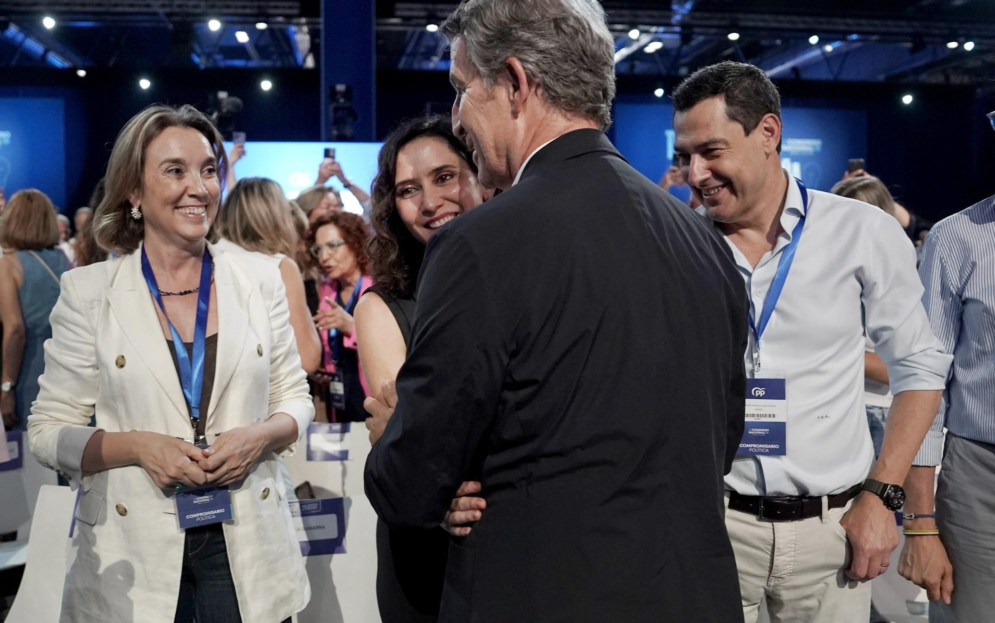 Feijóo, Ayuso, Gamarra y Juanma Moreno. Congreso Nacional del Partido Popular.