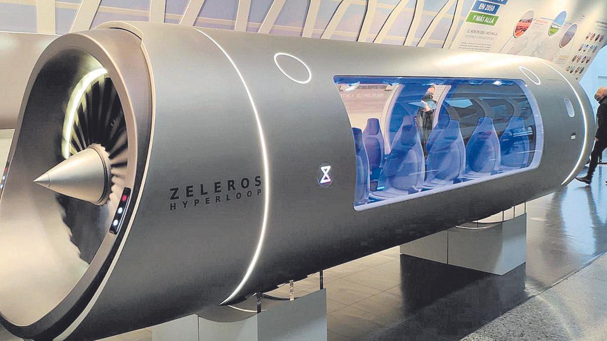 Prototipo del &#039;Hyperloop&#039; de la valenciana Zeleros, que se exhibirá a partir de octubre la Expo de Dubai tras mostrarse en Valencia.