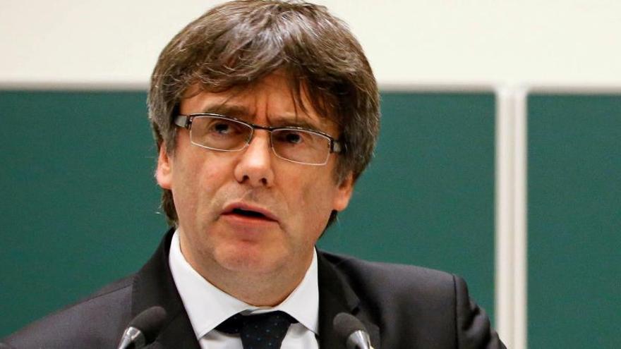 Puigdemont, durante un acto para estudiantes en Bélgica.