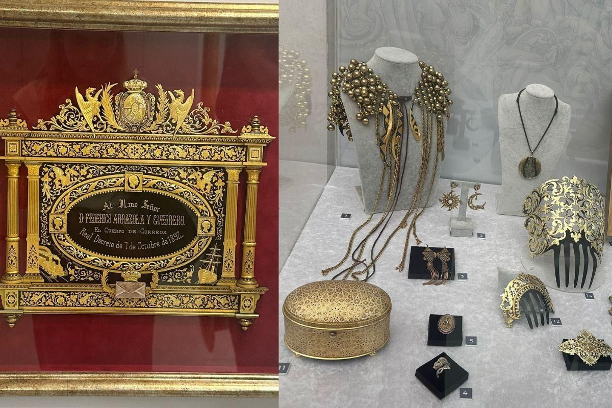 Piezas de la exposición 'El fascinante arte del damasquinado: entre Eibar y Toledo"