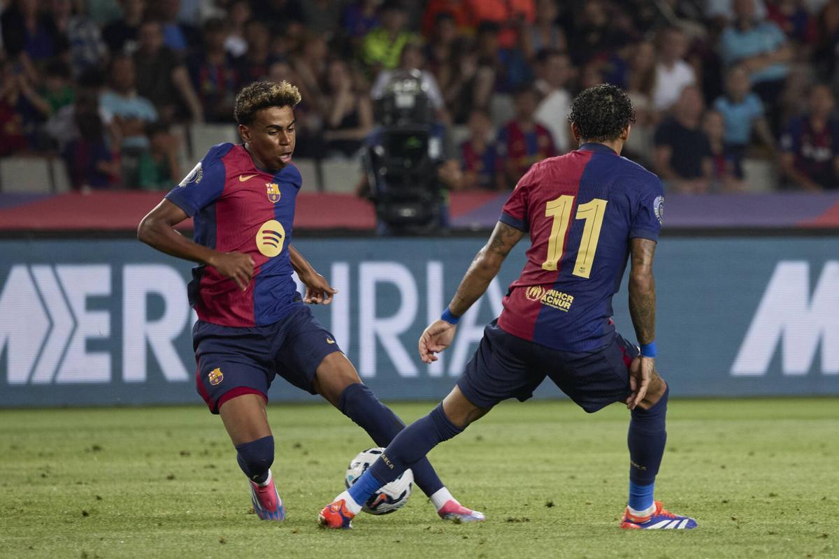 Lamine Yamal y Raphinha en el último Gamper