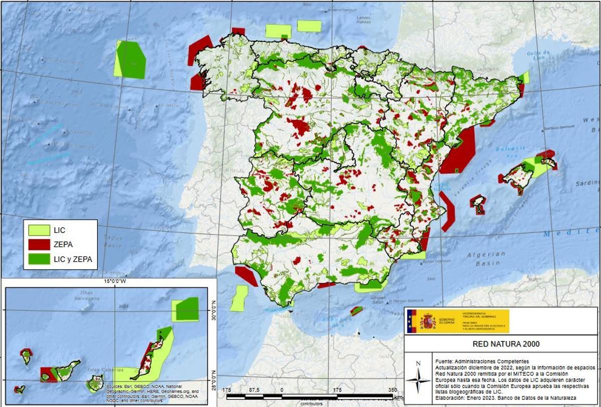 Mapa de la Red Natura en España
