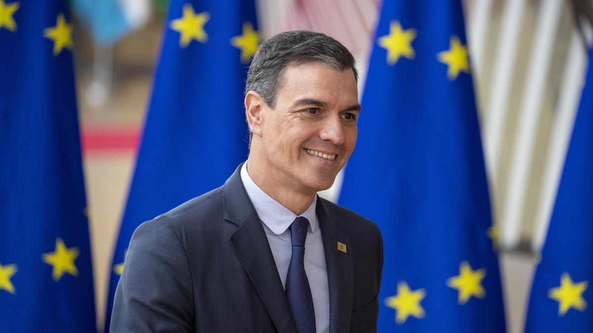 23 March 2023, Belgium, Brussels: Spain's Prime Minister Pedro Sanchez arrives for an EU Summit, at the EU headquarters in Brussels. Photo: Nicolas Maeterlinck/Belga/dpa