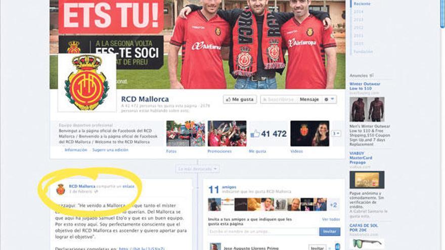 Zink ´secuestra´ el Facebook del Mallorca