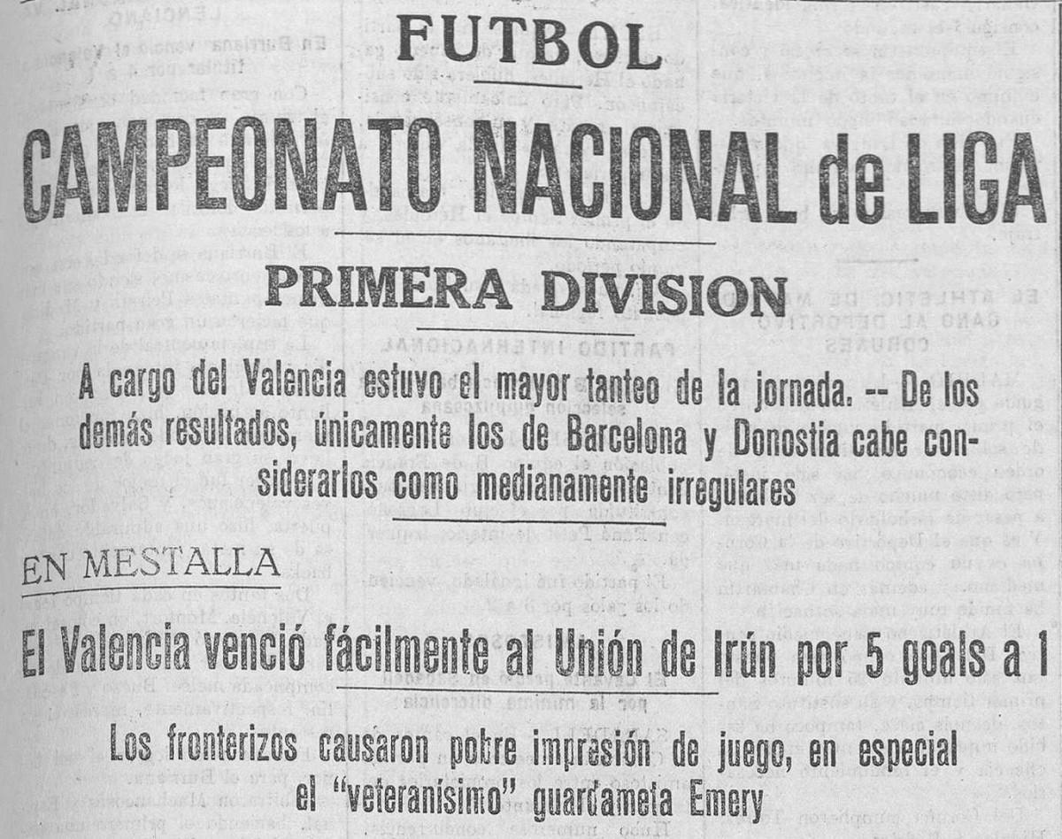 Primeros partidos del Valencia CF en la Primera División