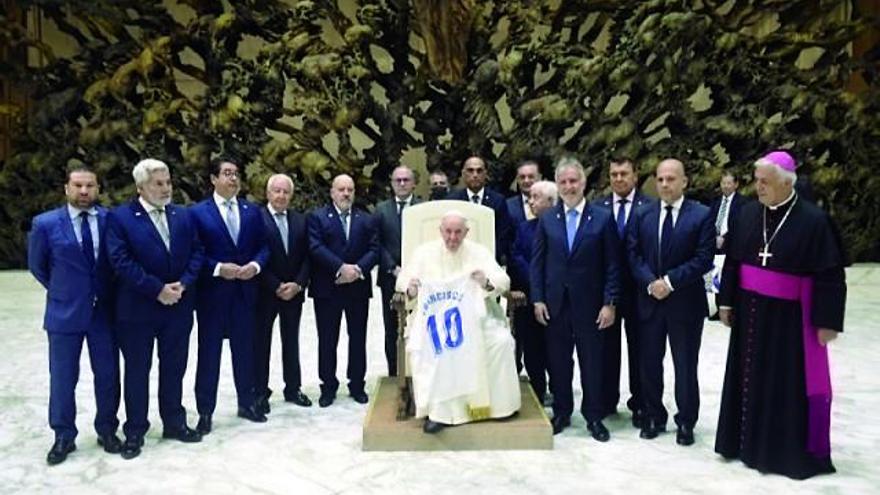 Pope Francis, blue and white for a day