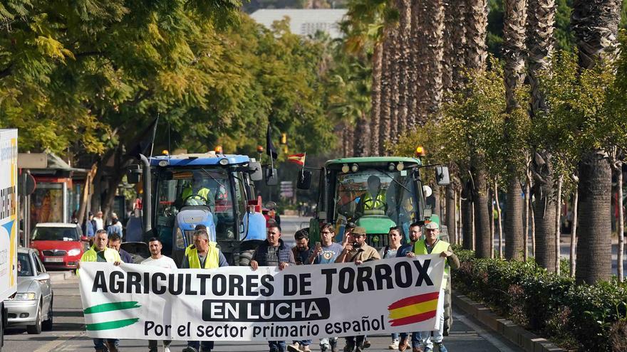 Protestas de los agricultores de Málaga en el Centro de la capital