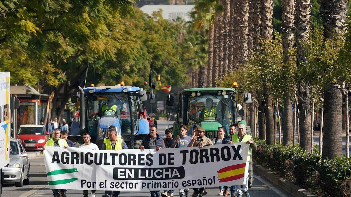 Protestas de los agricultores de Málaga en el Centro de la capital