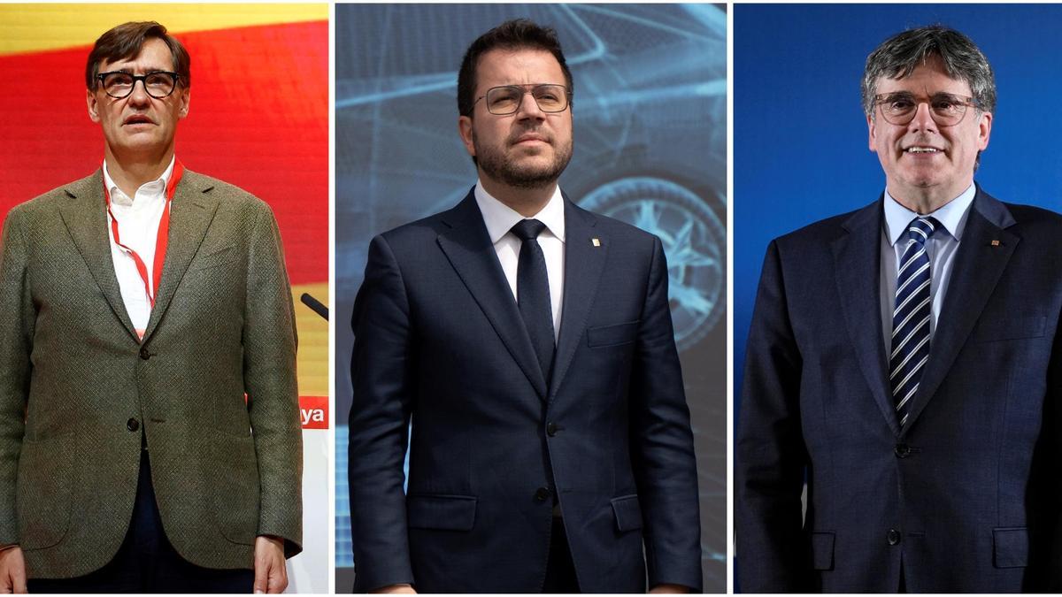 Salvador Illa, Pere Aragonès y Puigdemont