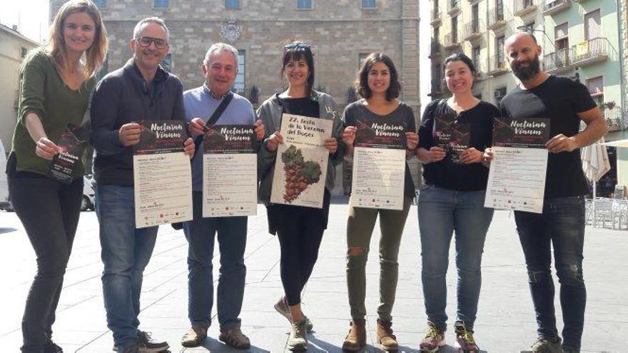 Els promotors de la Nocturna Vinum d&#039;enguany, ahir, durant la presentació de la festa