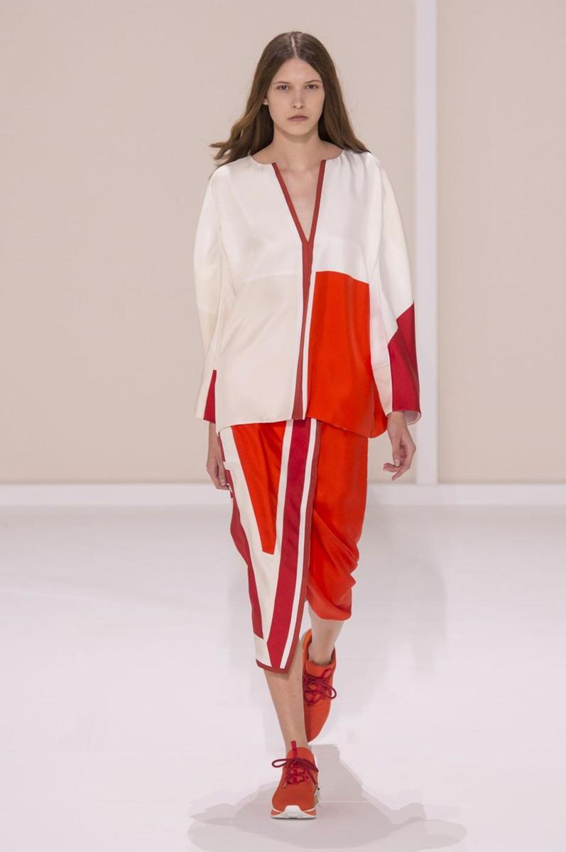 PFW: Hermès Primavera/Verano 2016, camisa y pantalón bicolor