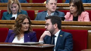 La consellera de la Presidencia, Laura Vilagrà, y el presidente de la Generalitat, Pere Aragonès.