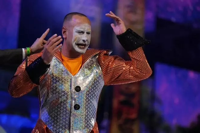 Los Payasos Alborotados, durante su actuación en la Primera Fase del Concurso de Murgas del Carnaval de Las Palmas de Gran Canaria 2022