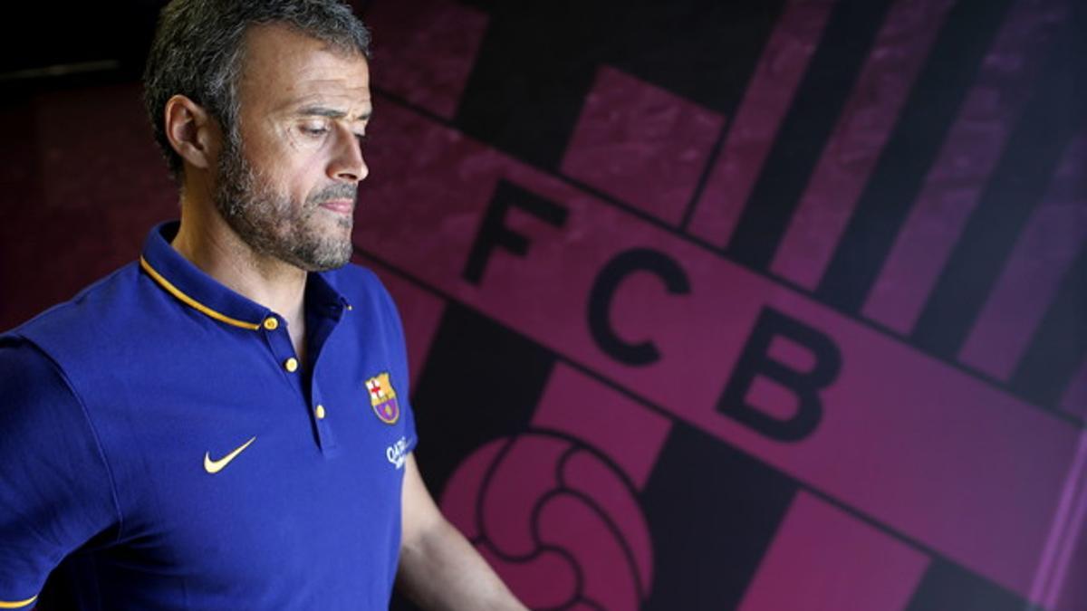 El entrenador del Barça, Luis Enrique, tras una reciente rueda de prensa en la ciudad deportiva Joan Gamper