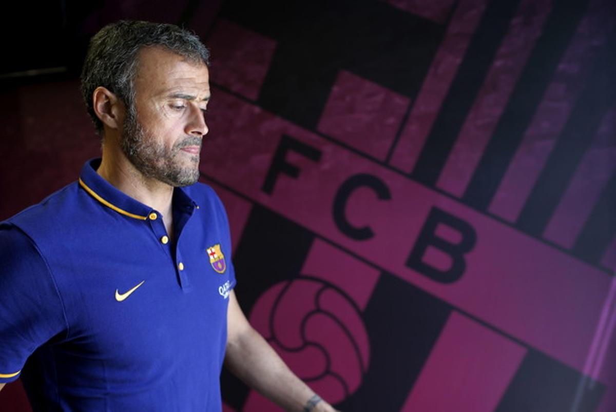 L’entrenador del Barça, Luis Enrique, després d’una roda de premsa recent a la ciutat esportiva Joan Gamper. L’entrenador del Barça, Luis Enrique, després d’una roda de premsa recent a la ciutat esportiva Joan Gamper.