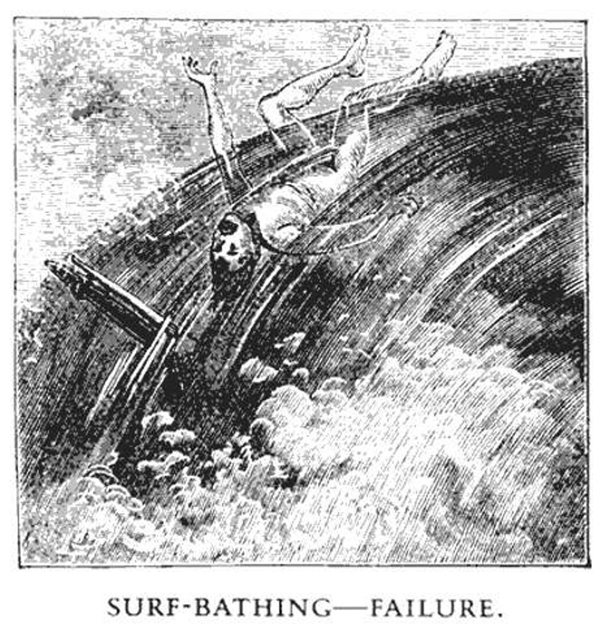 Ilustración para el artículo de Mark Twain 'Surf-bathing-failure'