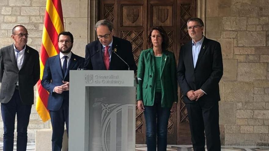 Quim Torra, este sábado ante la prensa.