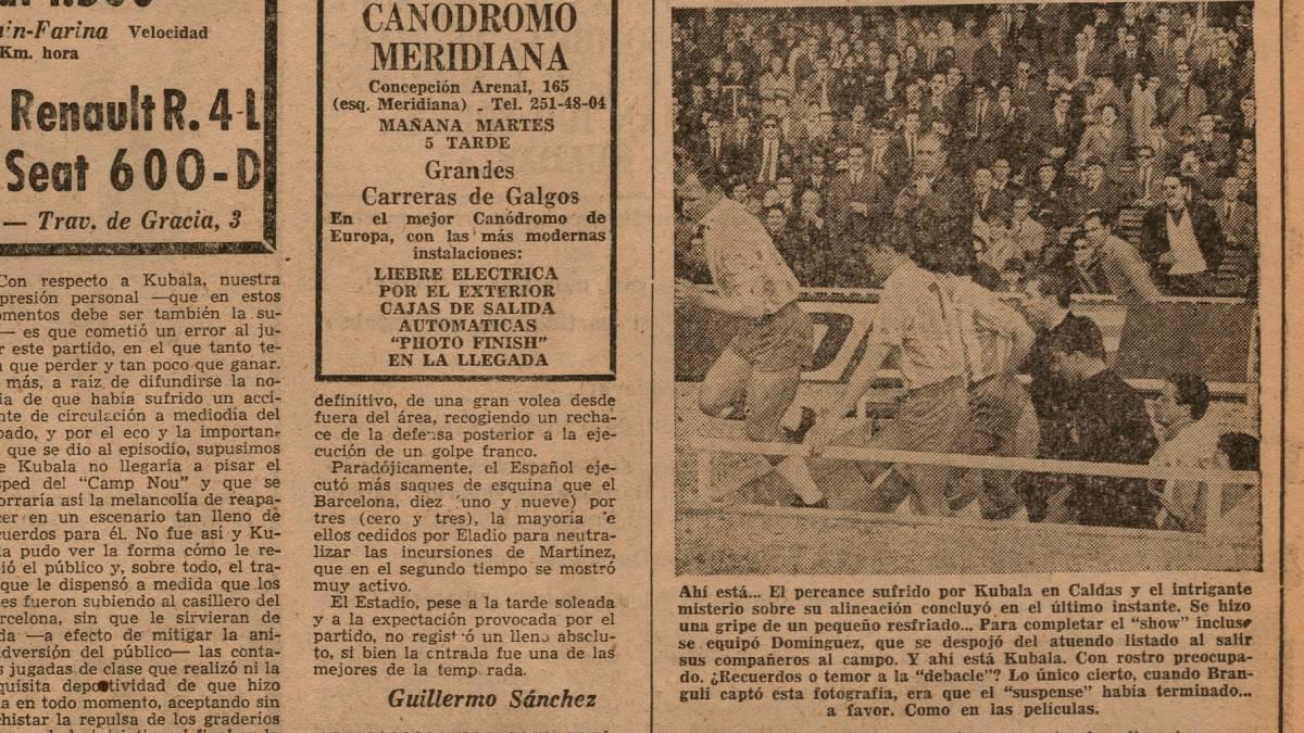 la imagen de la salida al campo de Kubala y sus compañeros