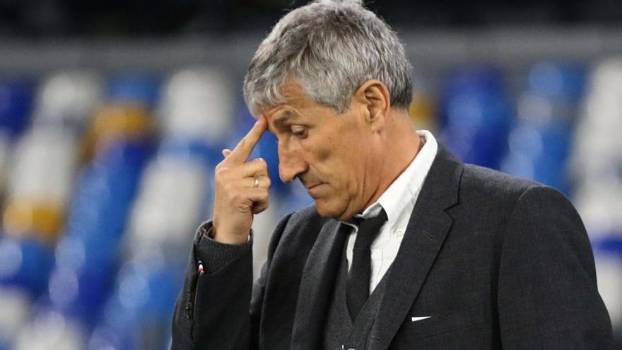 Quique Setién durant un matx del FC Barcelona