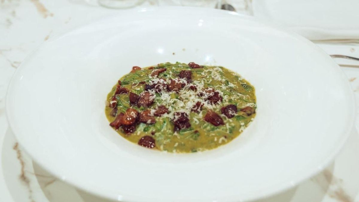 La alubia verde a la carbonara de Casa Mateo.