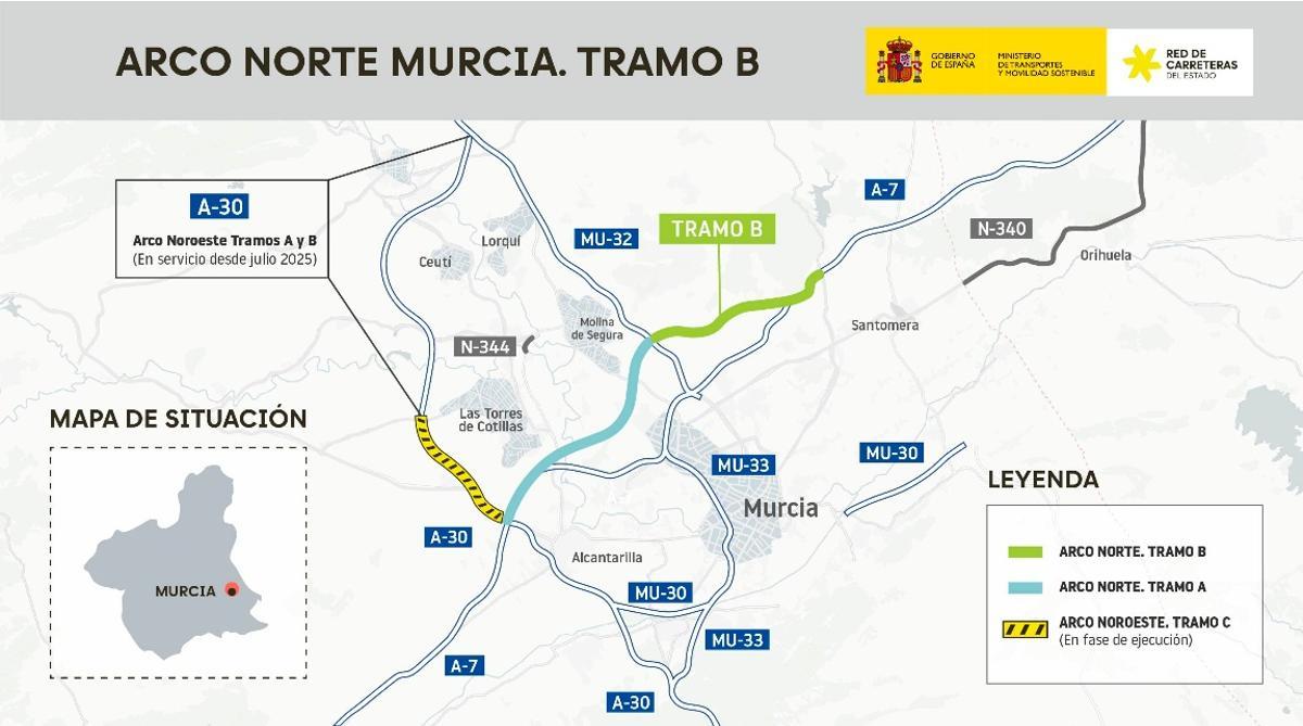 Proyecto de construcción del tramo B del Arco Norte de Murcia.