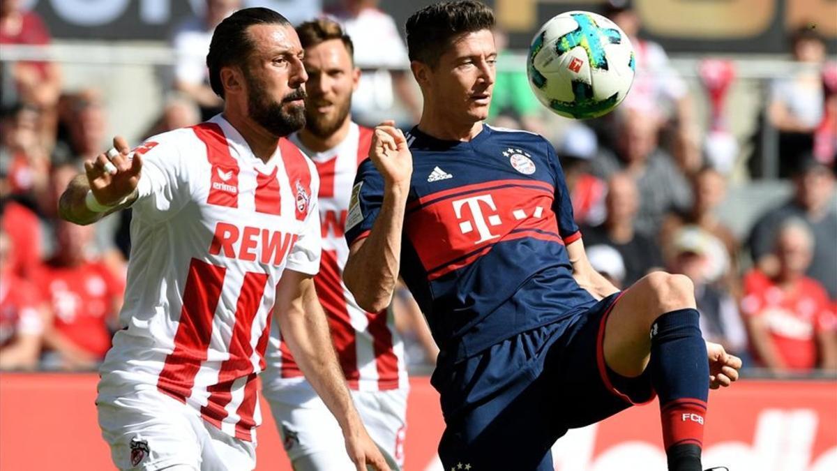 Lewandowski en el encuentro frente al Colonia