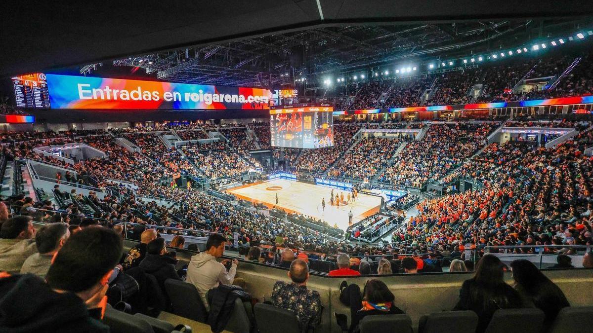El Roig Arena, prácticamente lleno en uno de los partidos del Valencia Basket.