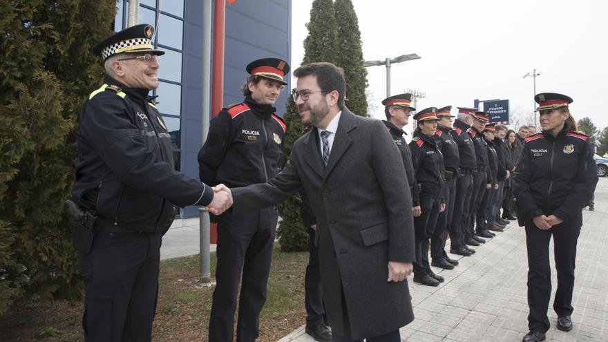 El president de la Generalitat, Pere Aragonès, arriba a la comissaria de Mossos d'Esquadra de Manresa