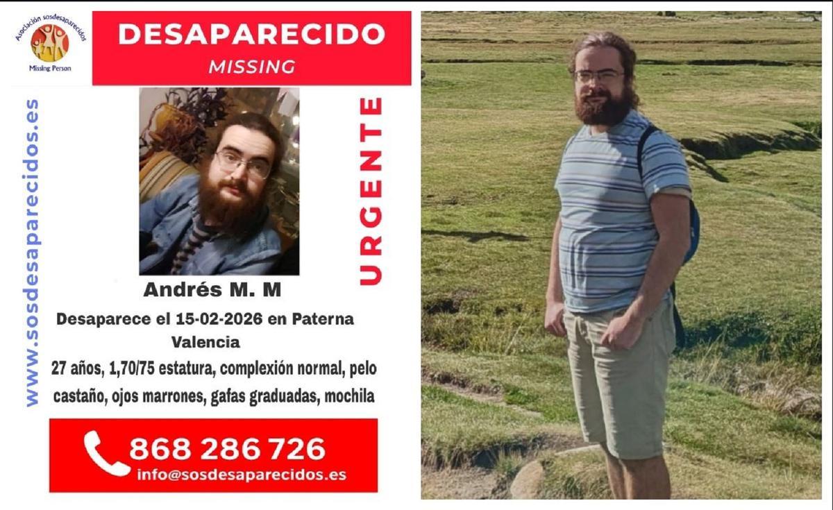 Denuncian la desaparición de un hombre de 27 años en Paterna: "No ha ido a trabajar a Xàtiva"
