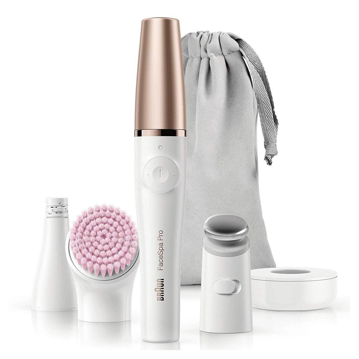 Braun Facespa Pro 912 Sistema depiladora Facial Mujer 3 en 1, Depiladora Eléctrica Facial Mujer, Cepillo Limpieza Facial y Cabezal Tonificador, Blanco