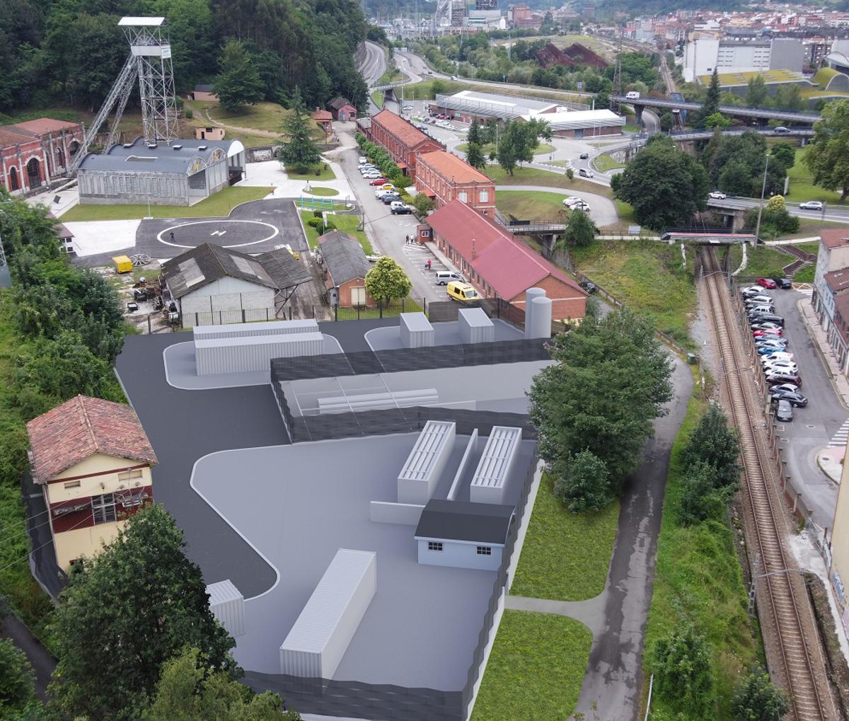 Reproducción virtual de cómo sería la planta de hidrógeno verde en el Fondón.