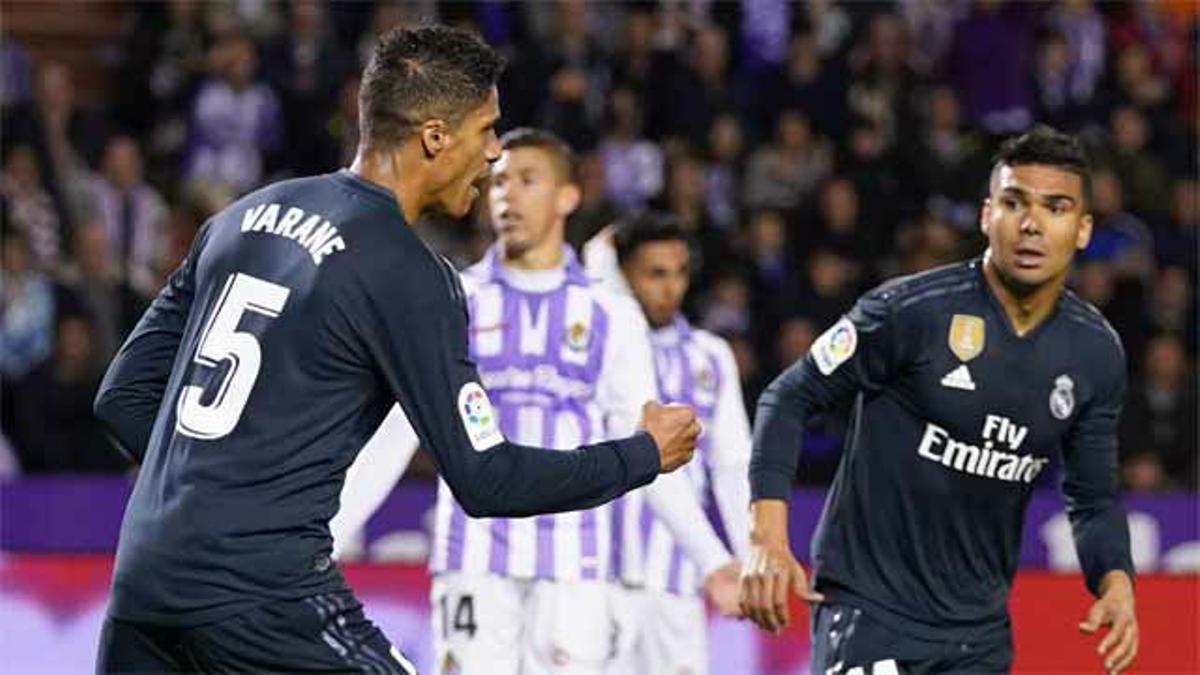 Varane inició la remontada del Madrid ante el Valladolid