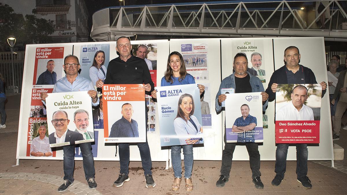 Cinco de los seis candidatos Altea a las elecciones municipales del 28M.