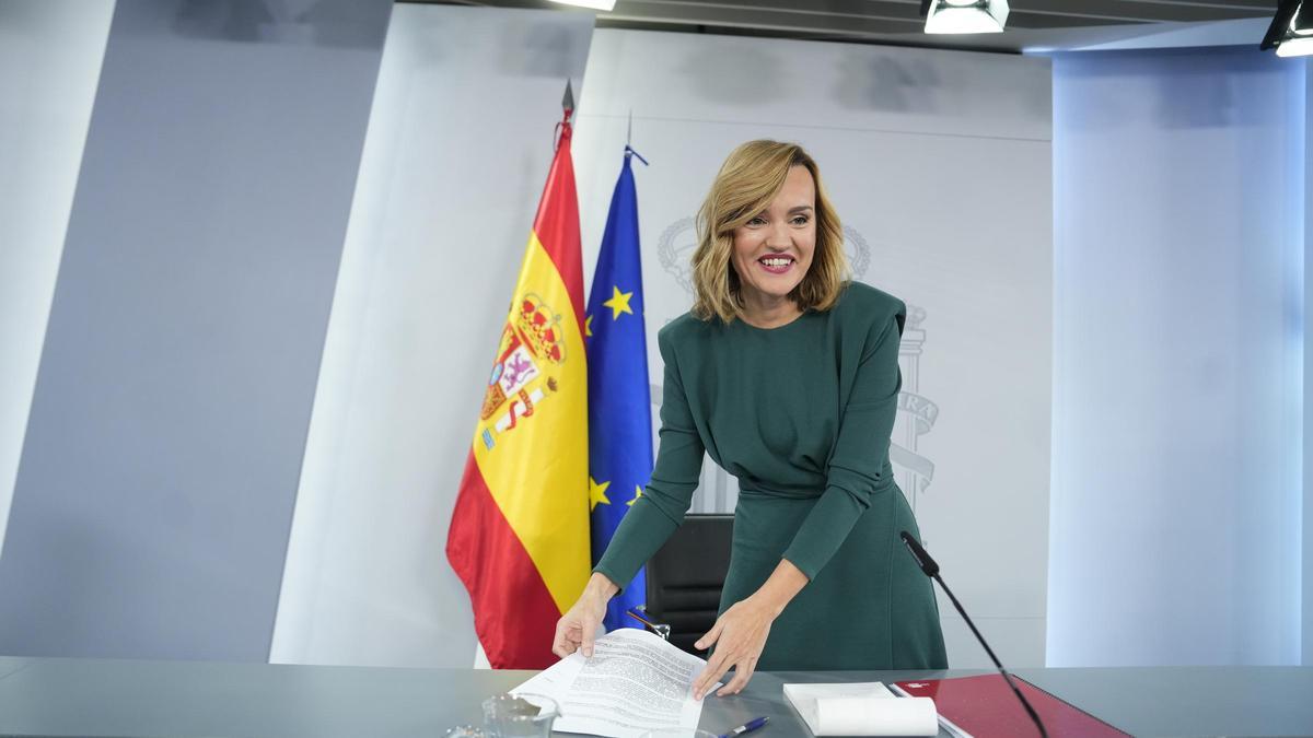 La portaveu del govern espanyol, Pilar Alegría, aquest dimecres a la roda de premsa posterior al Consell de Ministres