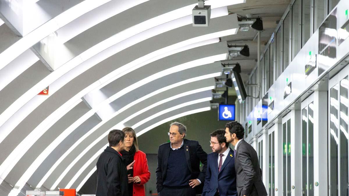 Las autoridades inauguran la estación de metro Ciutat de la Justícia de la línea L10 Sud en Barcelona