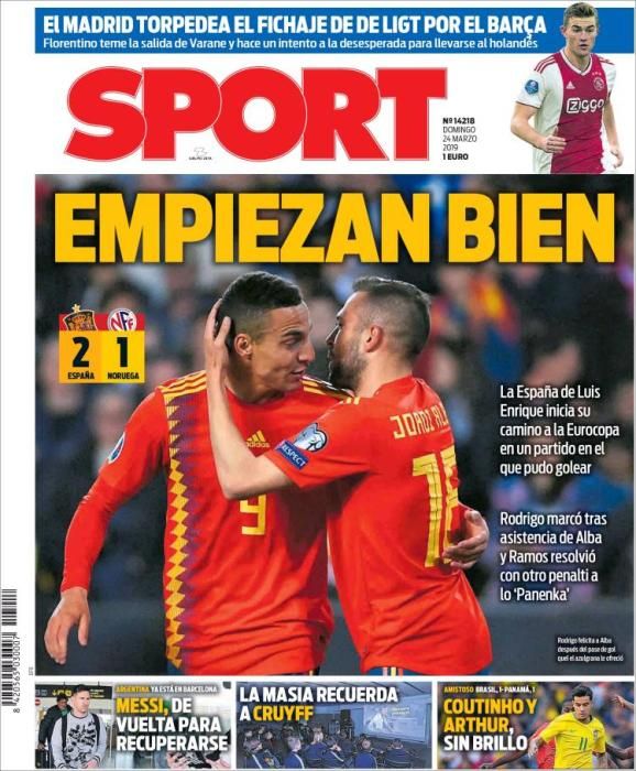 Portada SPORT domingo 24 de marzo de 2019